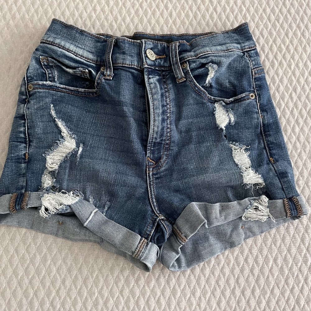Express distressed denim shorts